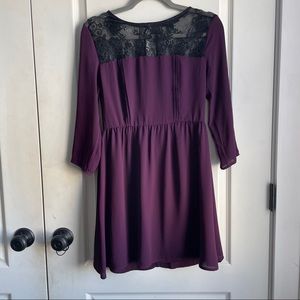 plum/purple maroon holiday dress with lace detail